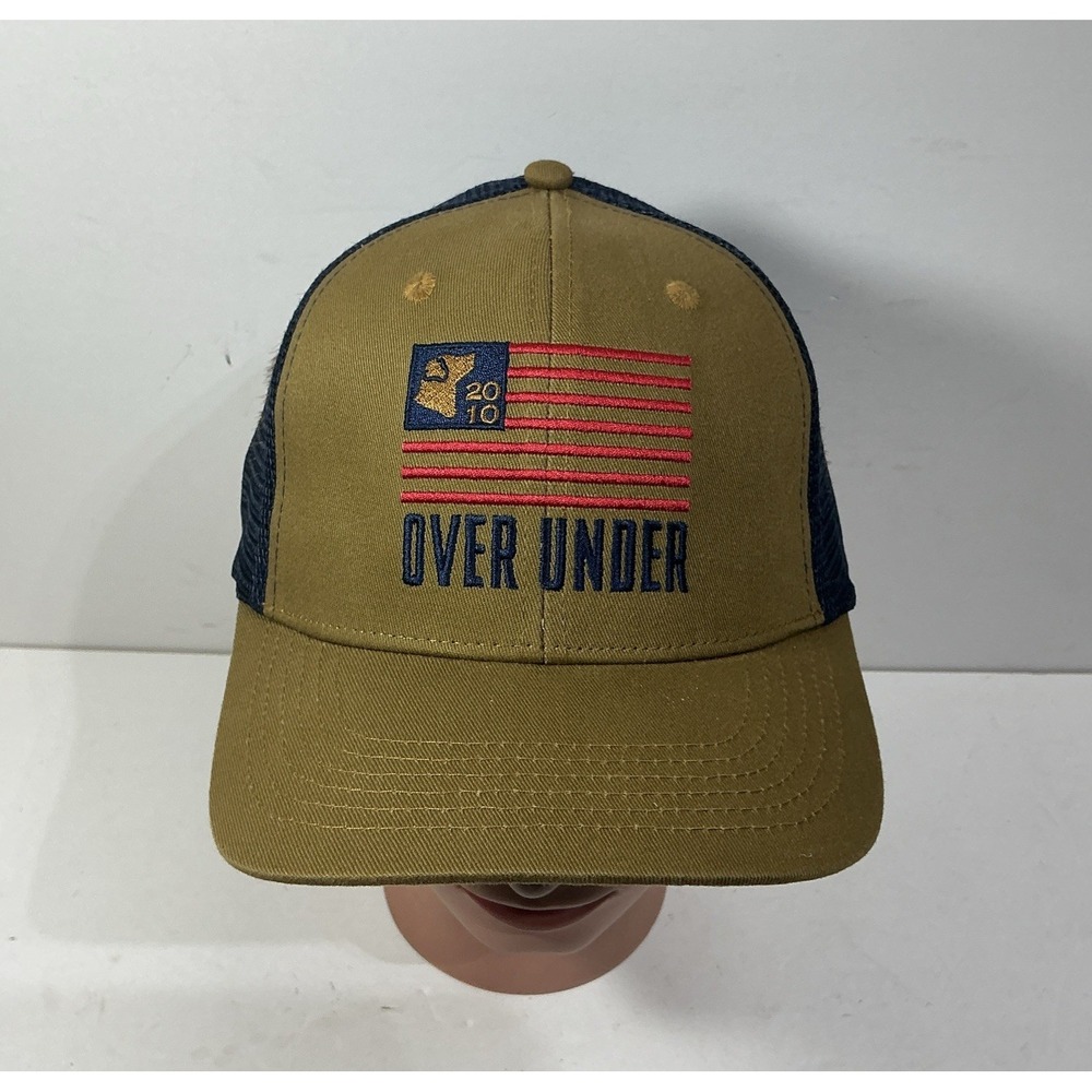 Over Under Mens Hat Khaki Tan Blue Mesh Back SnapBack Hunting Cap